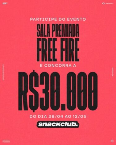 SNACKCLUB anuncia Salas Premiadas de Free Fire e seu primeiro influenciador