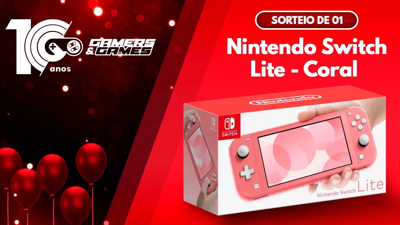 Gamers & Games 10 Anos - Um Nintendo Switch Lite Coral novinho para você!