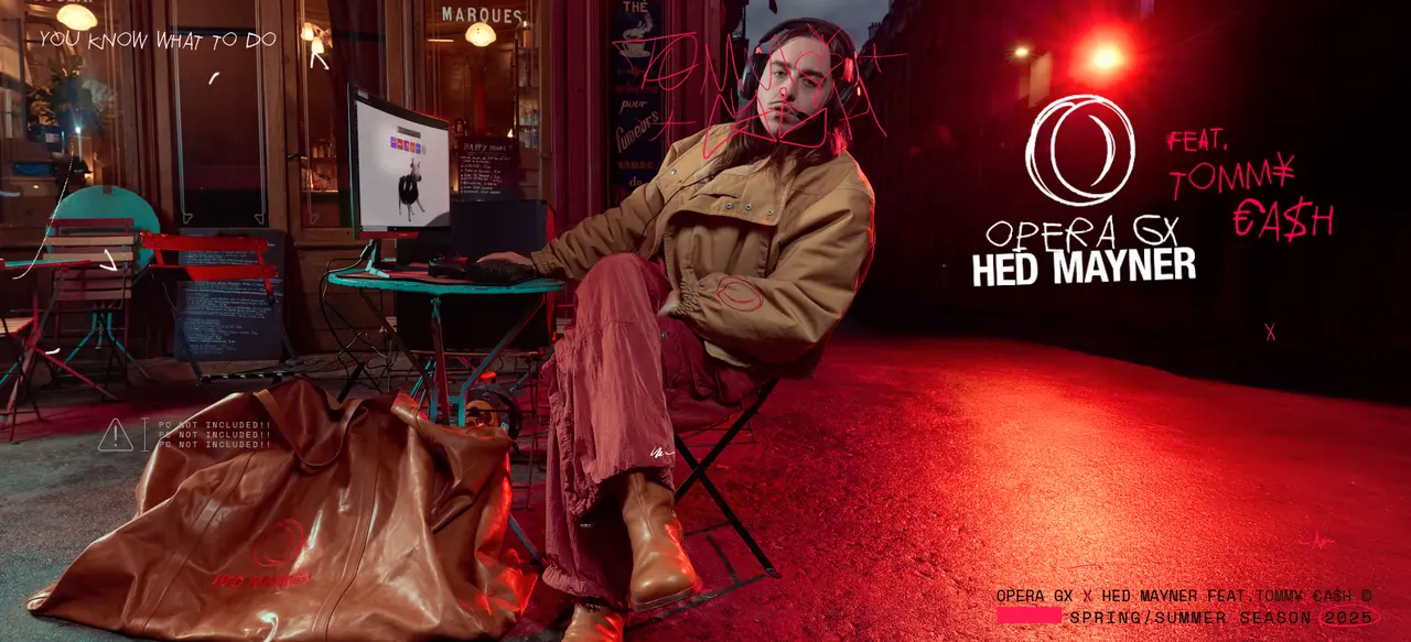 Opera GX e Hed Mayner lançam uma bolsa gigante que comporta um PC gamer completo, unindo estilo e praticidade na Paris Fashion Week.