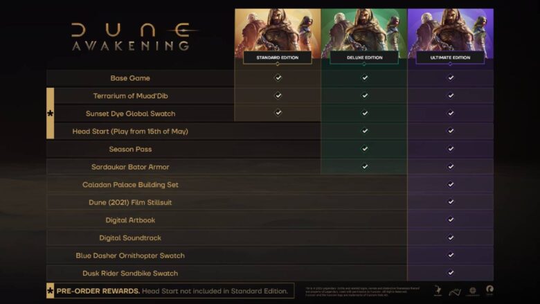 Dune Awakening - Edições do jogo