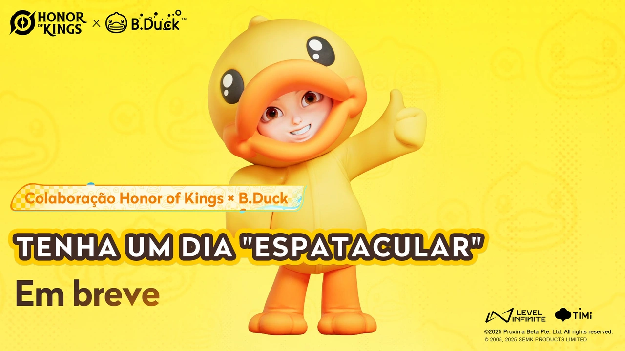 Honor of Kings inicia evento com a marca B.Duck e traz skins temáticas, sorteios, fundo especial e um modo de jogo com quatro patos transformados.