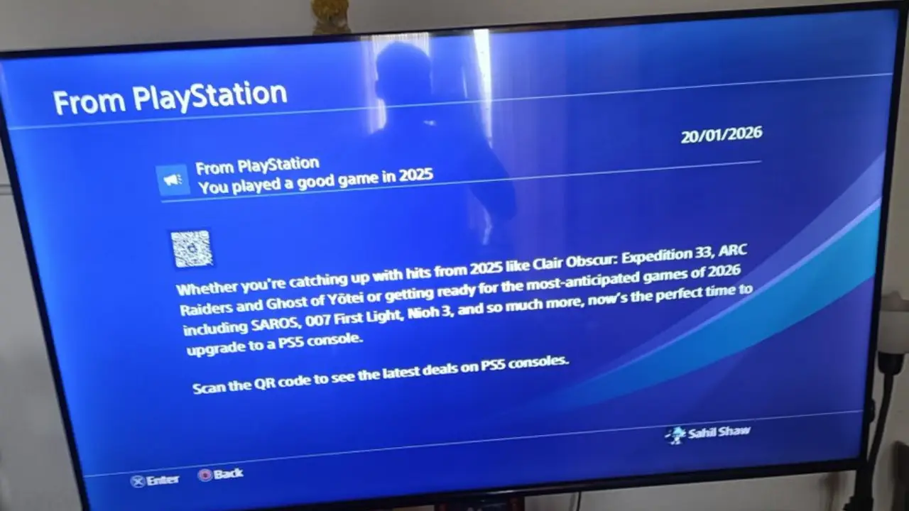 Mensagem PS4